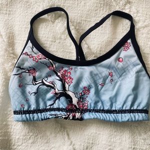 Ink n Burn sports bra- Blue cherry blossom